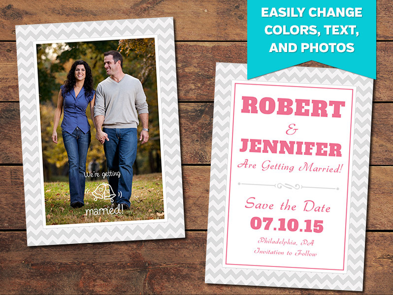 Chevron Save-the-Date Card Template