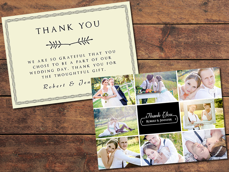 Collage Wedding Thank You Card Template