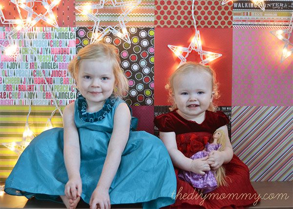 Christmas Backdrop with Scrapbook Paper