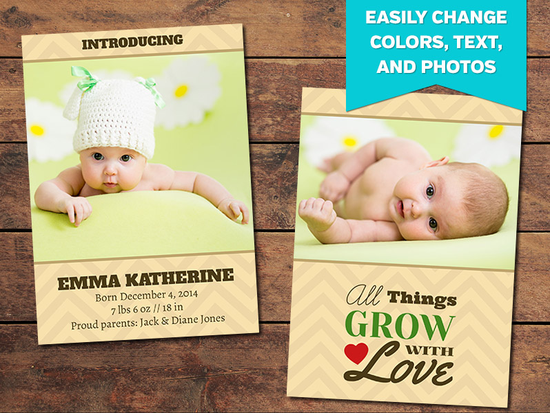 Gift Birth Announcement Card Template