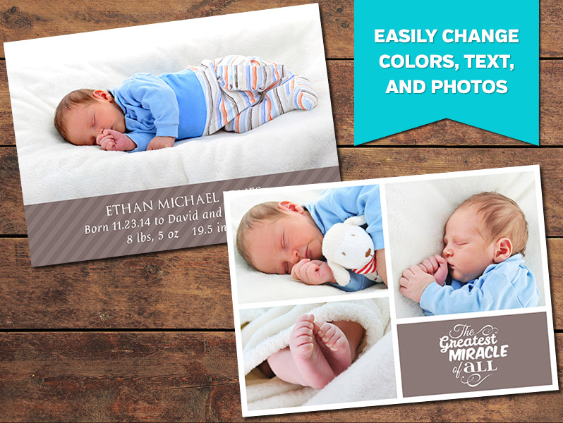 Miracle Birth Announcement Card Template
